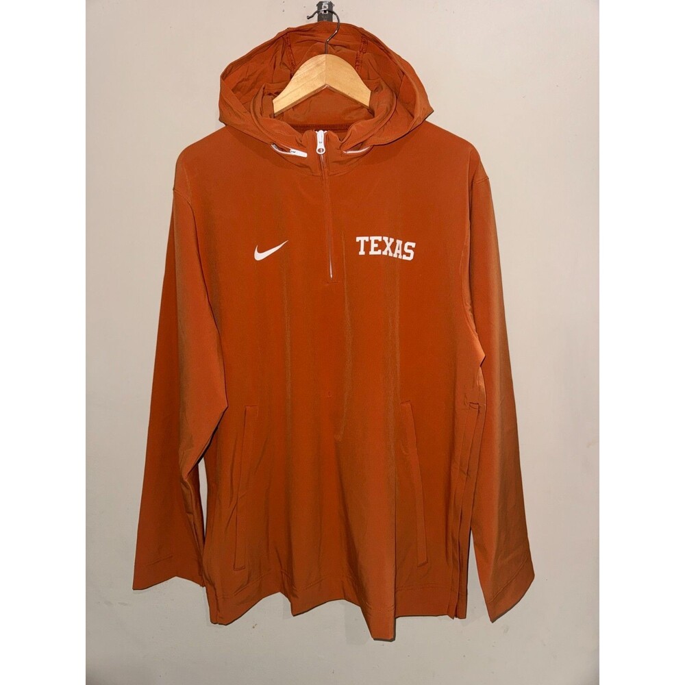 Men's L Nike Texas Longhorns Football Team Issue 1/4 Zip Pullover Hooded Jacket